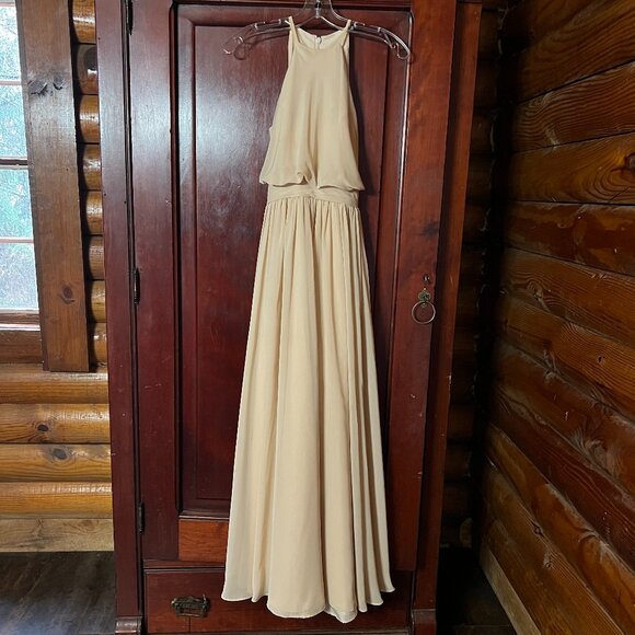 JJ's House Cream-Colored Double-Lined Halter Bridesmaid/Prom Gown, Size 2 - Picture 12 of 12